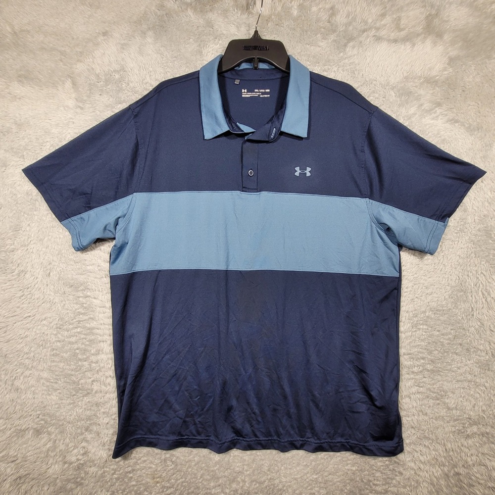 Under Armour Mens Polo Shirt Size XXL Blue Short Sleeve Golf Athletic
